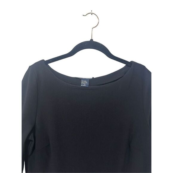 Boston Proper Black 3/4 sleeve nylon spandex mini dress square neckline size m - Picture 4 of 8